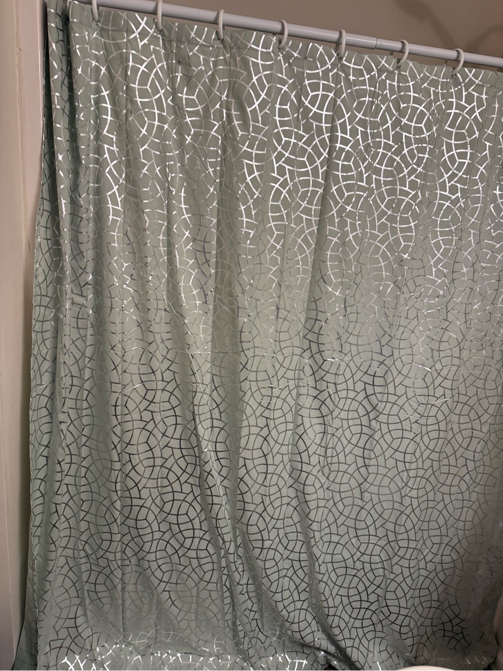 Geometric Pattern Shower Curtain - Sage Green